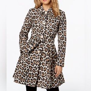 Kate Spade ♠️ leopard Print Trench Coat with Tie Belt